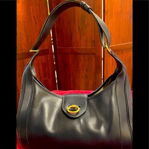 Hermes Vintage Navy Blue Leather Hobo Bag